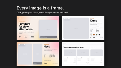 Glassmorphism Product Catalogue template – empty image frames in the editable files