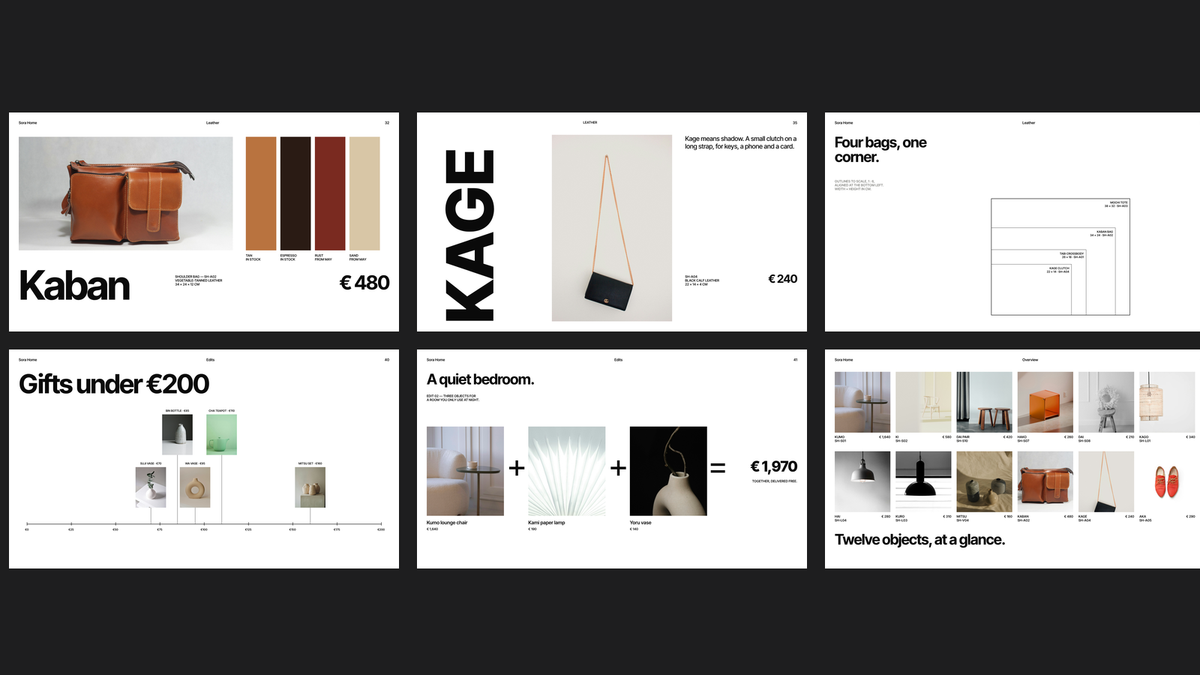 Swiss Style Product Catalogue template – leather and edits