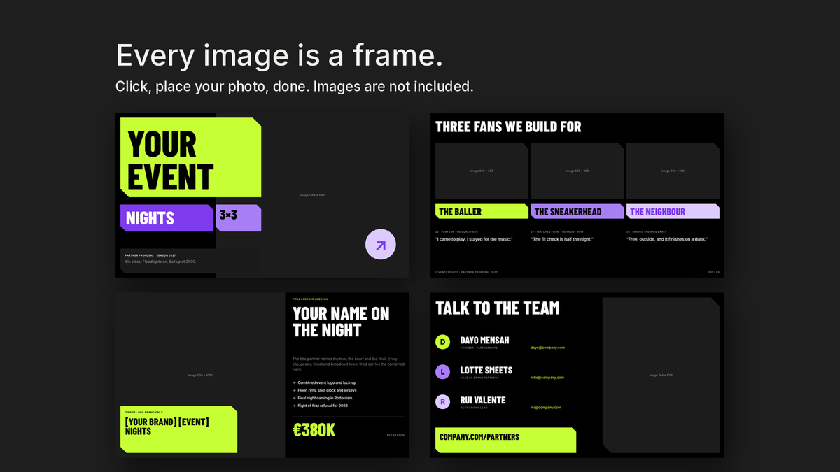 Bold Sponsorship Proposal template – empty image frames in the editable files