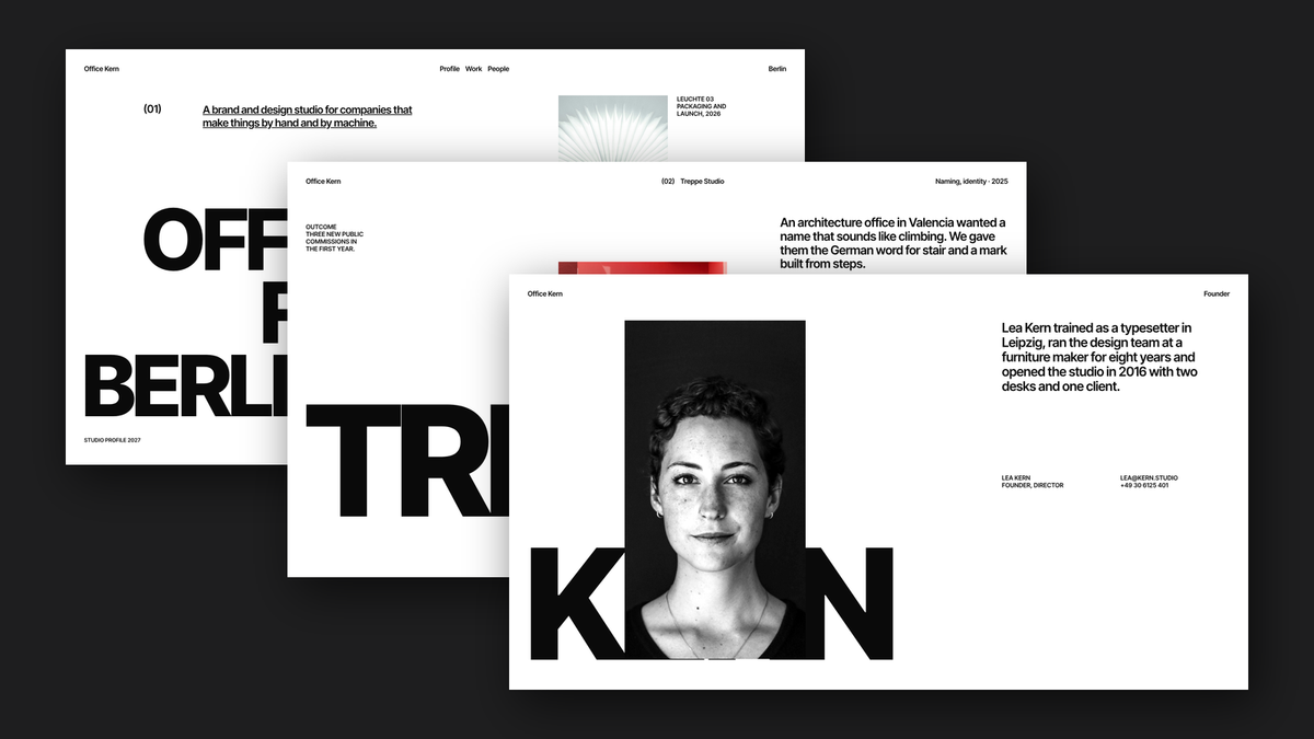 Swiss Style Studio Profile template for PowerPoint, Canva and Google Slides – cover