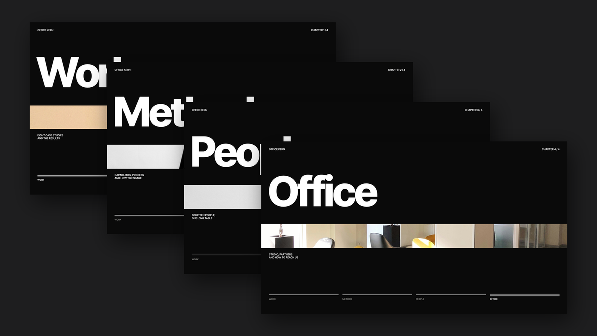 Swiss Style Studio Profile template – chapters