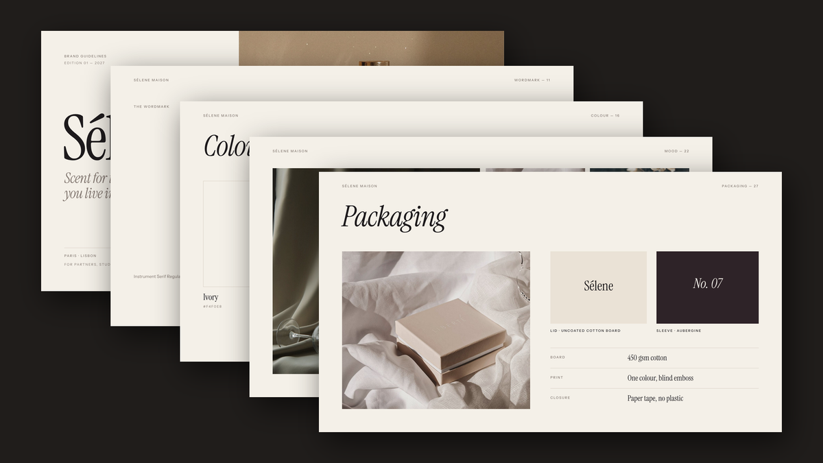 Luxury Brand Guidelines template for PowerPoint, Canva and Google Slides – cover