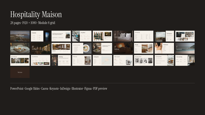 Luxury Hotel & Hospitality template – what's inside: all 28 pages and file formats