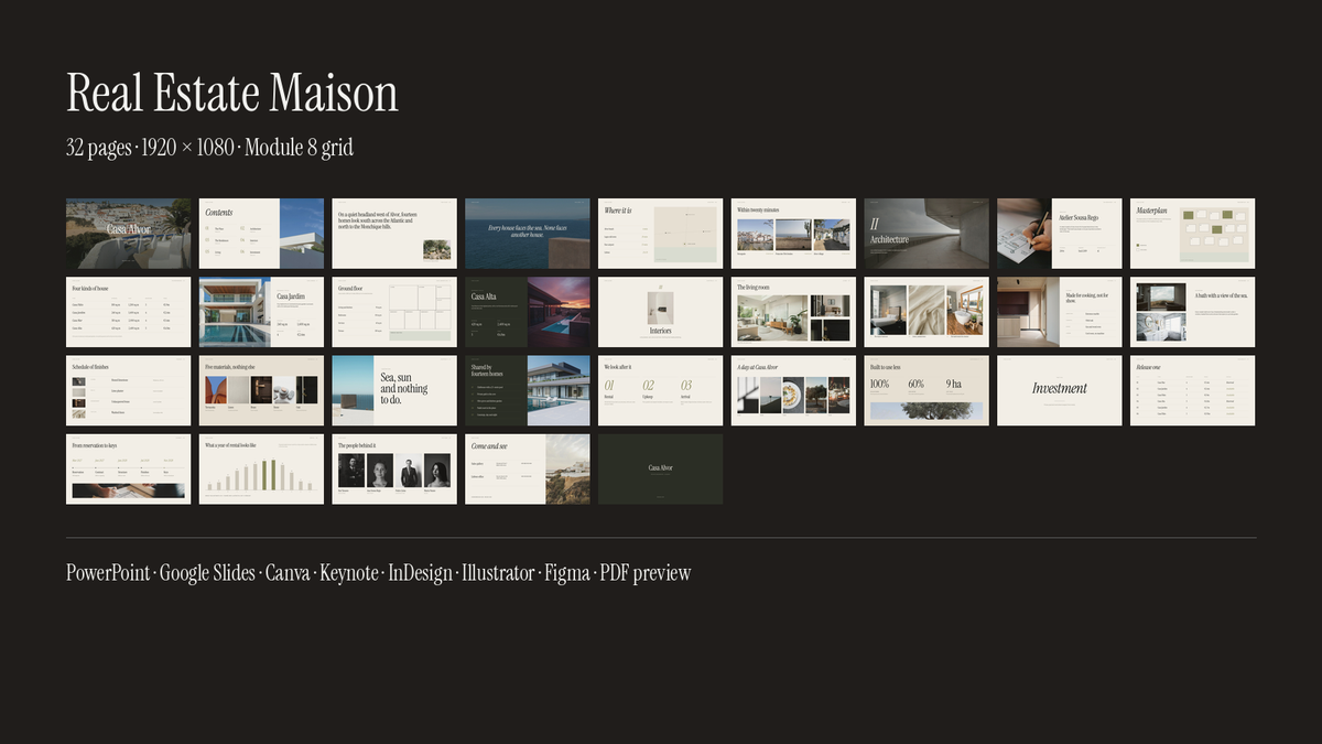 Luxury Real Estate Brochure template – what's inside: all 32 pages and file formats