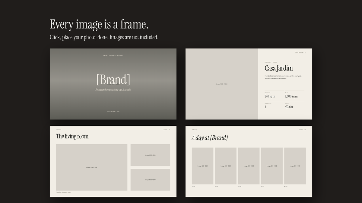 Luxury Real Estate Brochure template – empty image frames in the editable files
