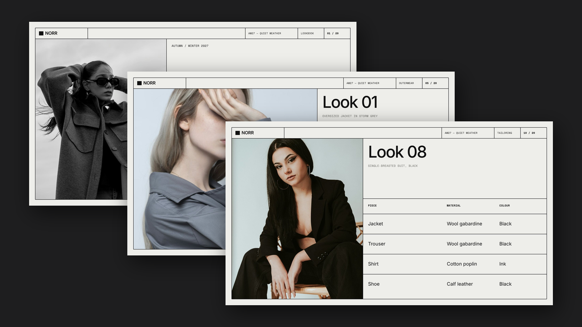 Minimal Lookbook template for PowerPoint, Canva and Google Slides – cover