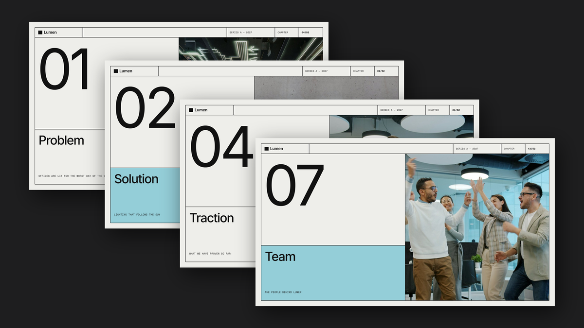 Minimal Pitch Deck template – chapters