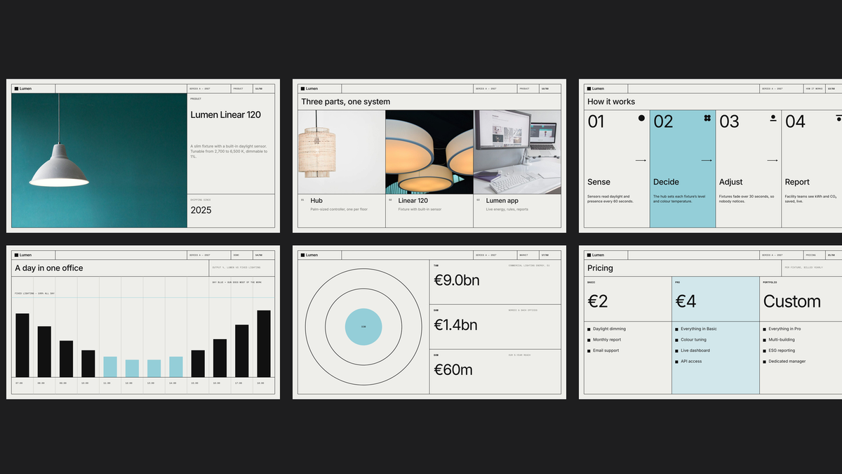 Minimal Pitch Deck template – product and market