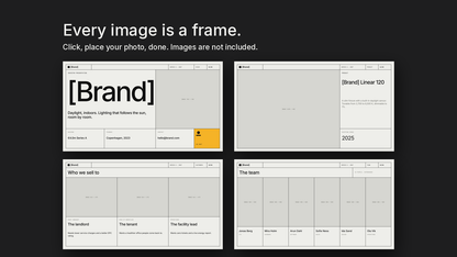 Minimal Pitch Deck template – empty image frames in the editable files