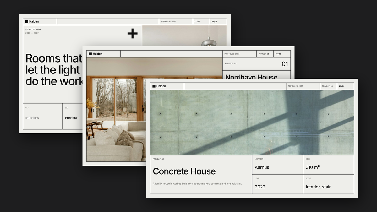 Minimal Portfolio template for PowerPoint, Canva and Google Slides – cover