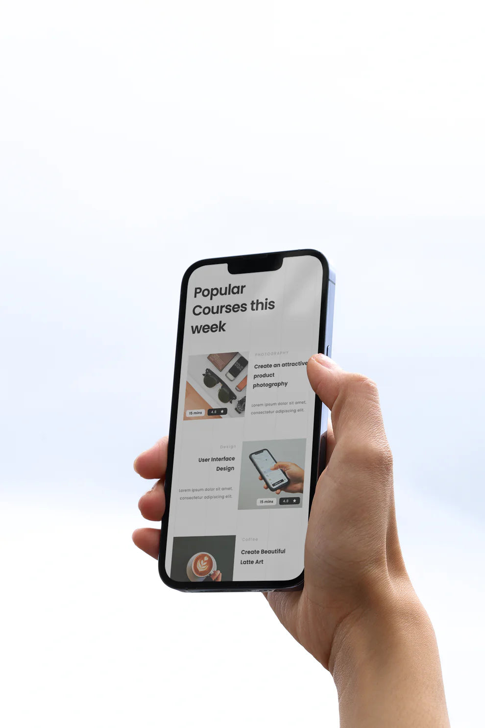 mobile phone screen mockup for app ui presentation