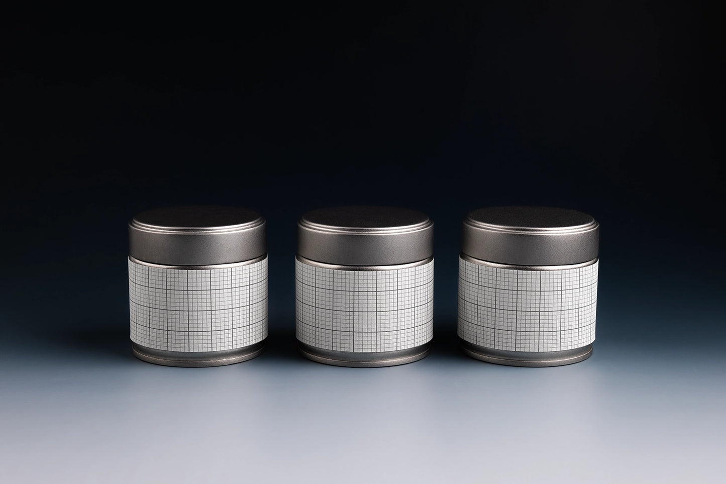 tea tin can mockup set with three metal containers, simple and professional branding setup