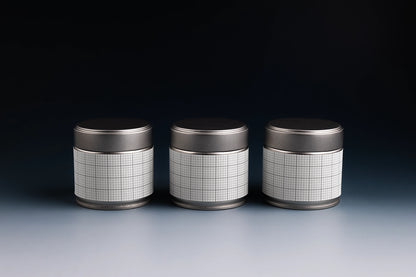tea tin can mockup set with three metal containers, simple and professional branding setup
