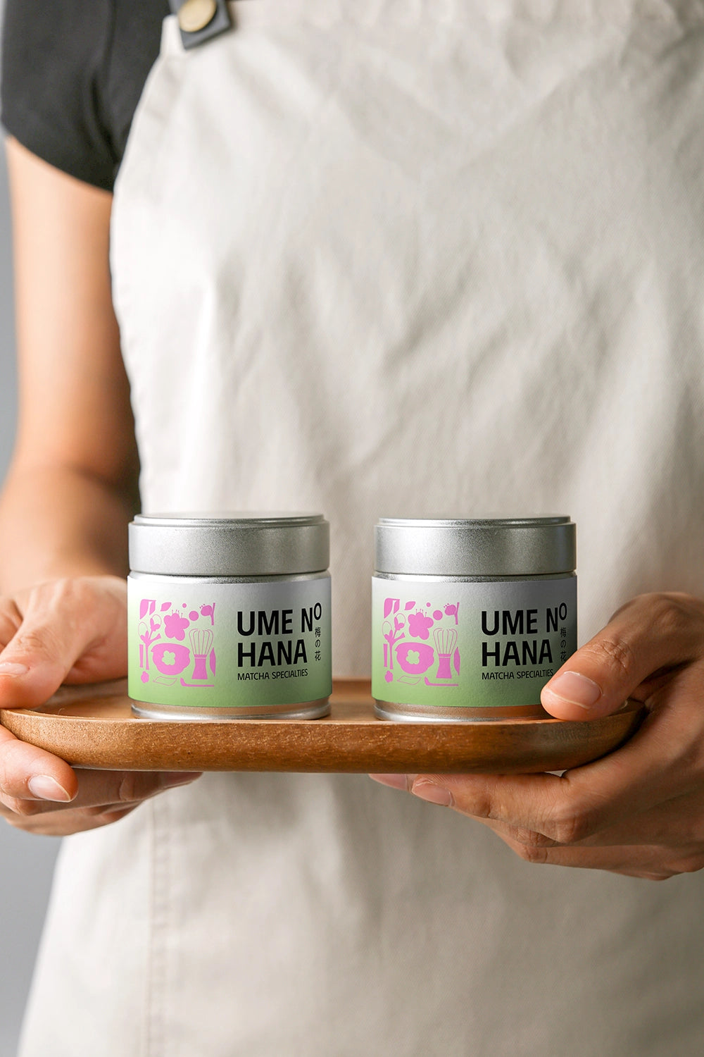 tea tin container mockup set with hands holding tray, clean and modern product display