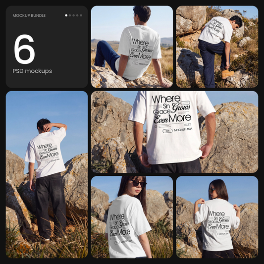 Outdoor T-Shirt Mockup Bundle – 6 PSD mockups by Mockup.Asia