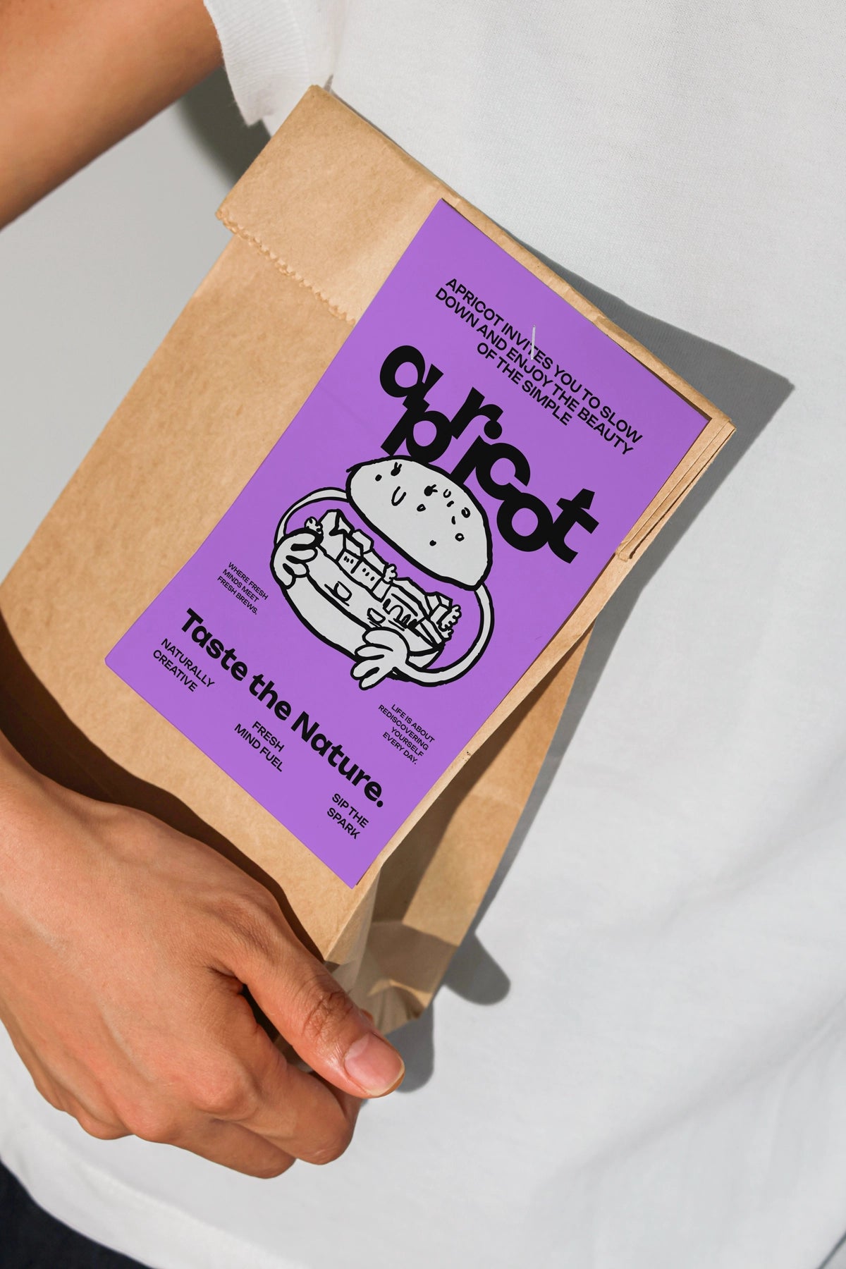 eco friendly paper bag mockup with label sticker, minimal branding and lifestyle setup