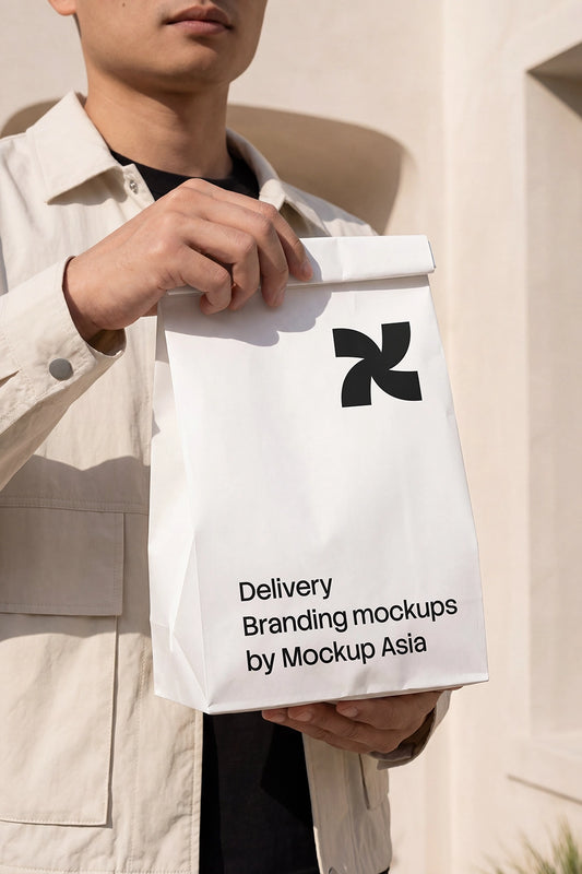 Paper bag mockup for takeaway packaging branding presentation