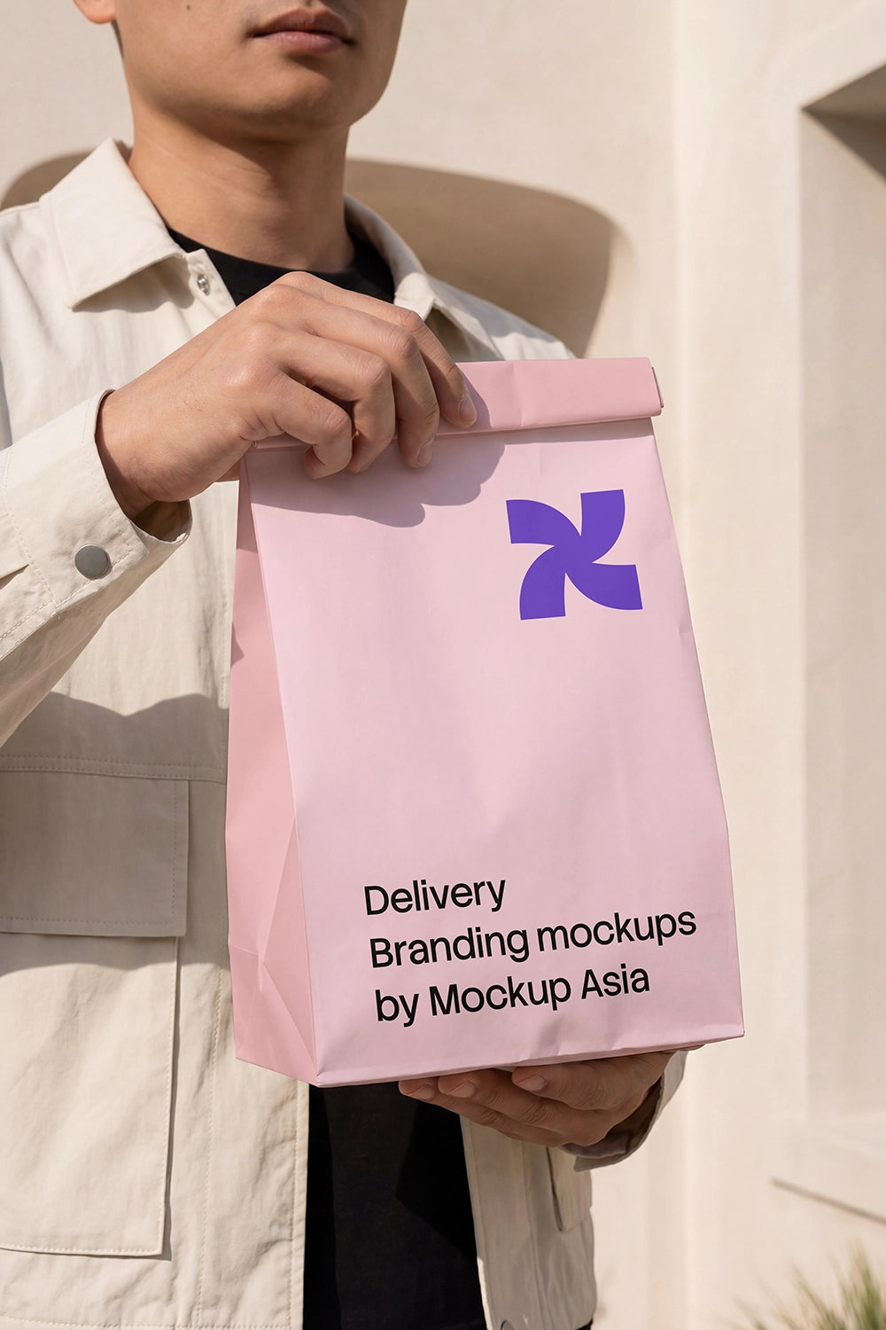 Realistic paper bag mockup for retail and takeaway branding