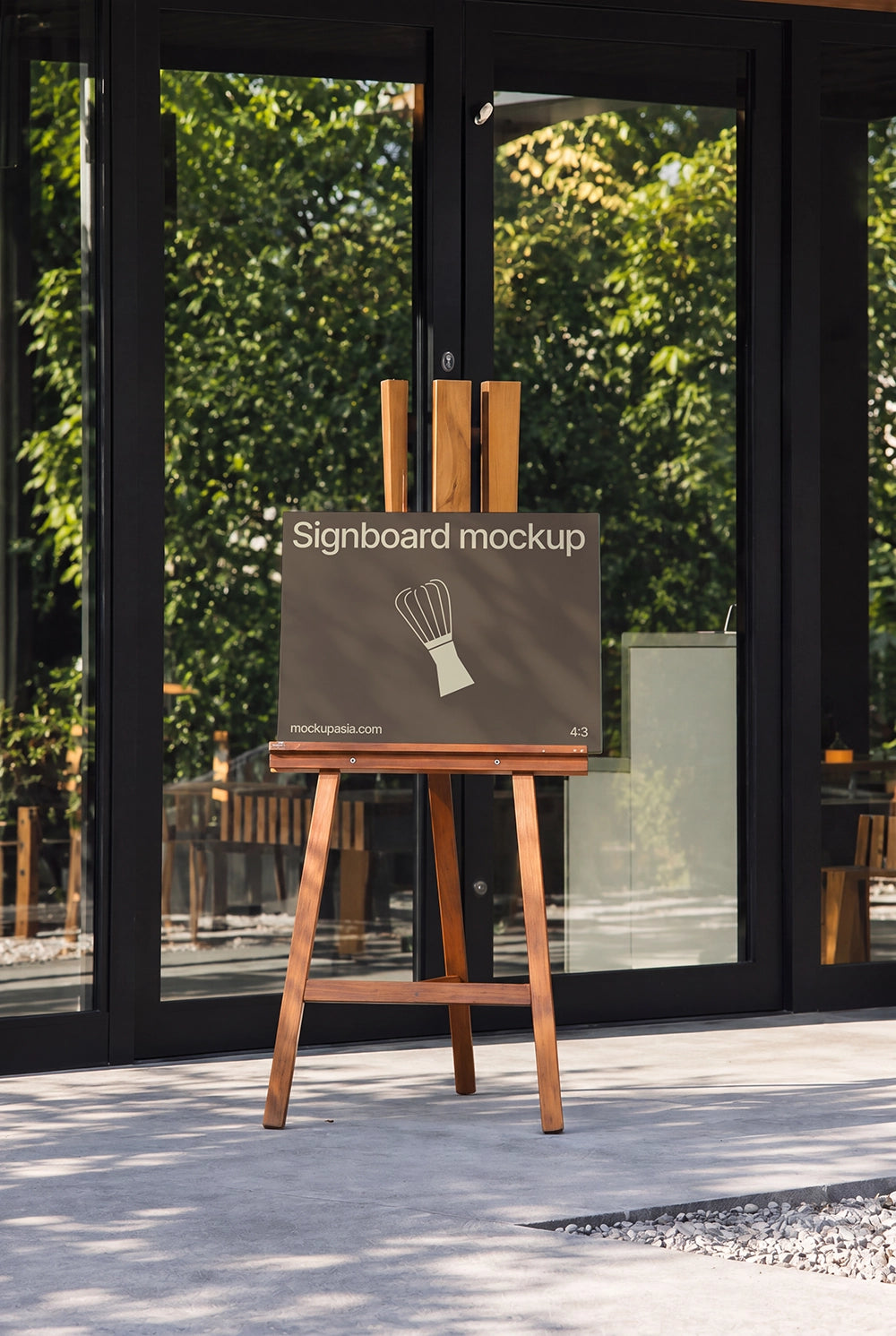Welcome sign mockup on wooden easel for events and pop-ups