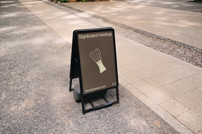 Sandwich board mockup with black metal frame 2:3 poster