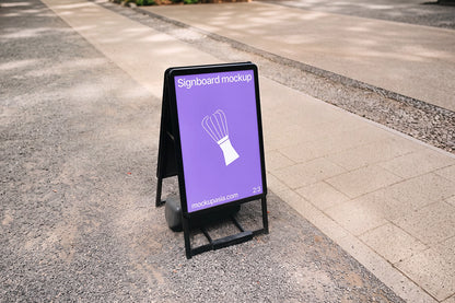 Pavement sign mockup editable smart object PSD daylight