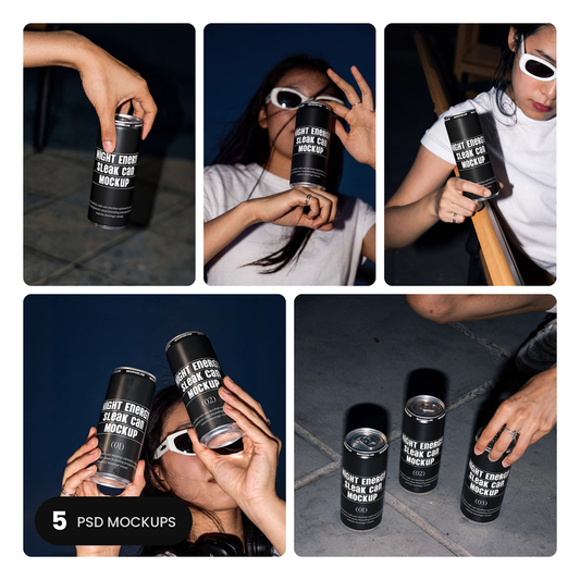 Sleek Can Mockup Bundle – Urban Lifestyle – 5 PSD mockups by Mockup Asia