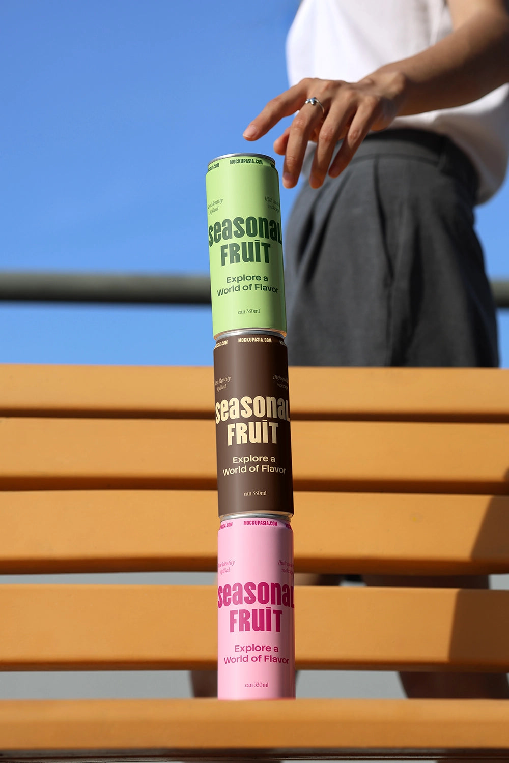 beer and juice can mockup multi can stacking presentation