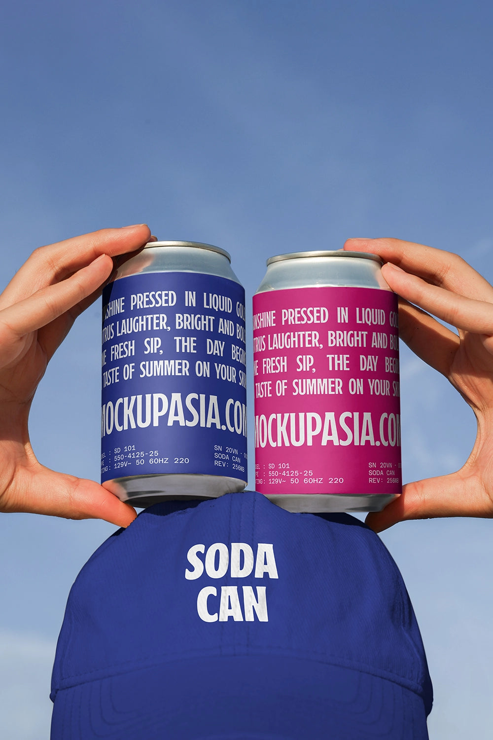 Aluminum soda can mockup two cans comparison design handheld outdoor packaging PSD
