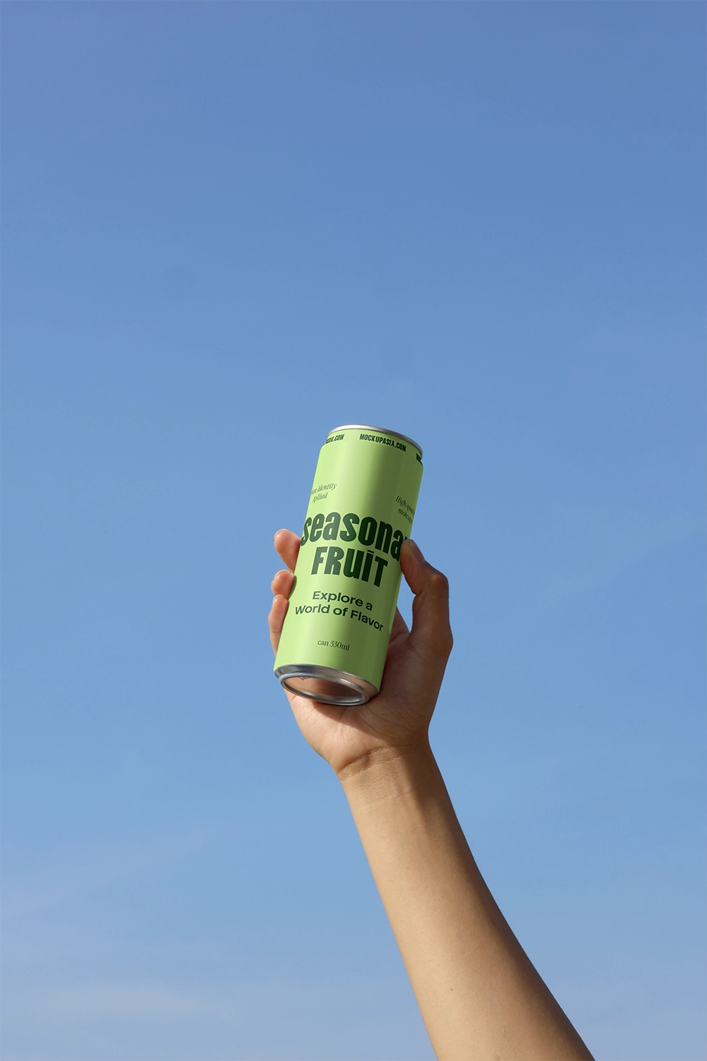 aluminum beverage can mockup minimal outdoor composition
