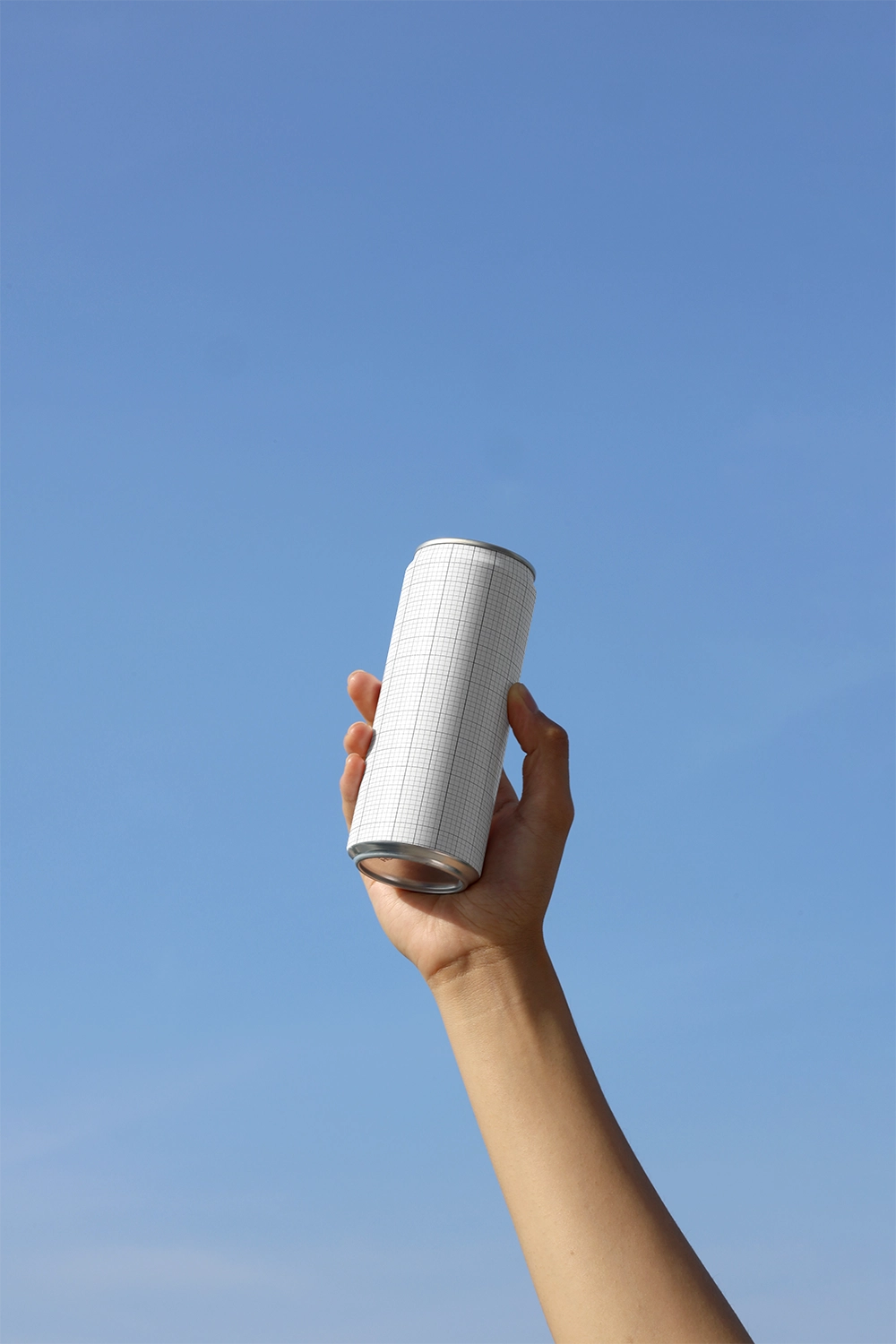 drink can mockup with upward angle and clean background