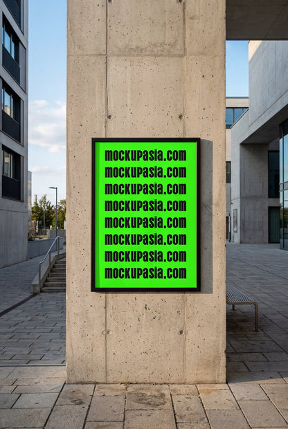urban advertising poster mockup on architectural concrete surface with modern setting