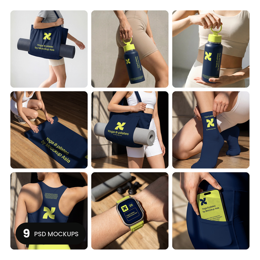 Yoga & Activewear Mockup Bundle – 9 PSD mockups by Mockup Asia